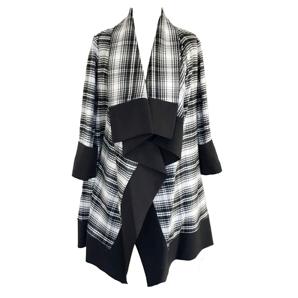 Michael Kors black white plaid coat/jacket size M